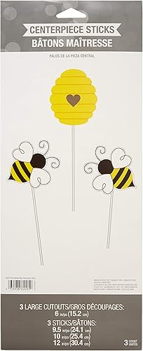 Miniatura 2 de Creative Converting Bumblebee - Palitos de centro de mesa para bebé, 9.5", 10", 12", multicolor