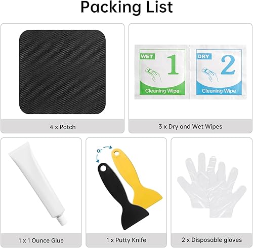 Miniatura 5 de Paquete de 4 kits de reparación de parches de trampolín de 5 x 5 pulgadas, parches cuadrados | Repara agujeros o desgarros en una alfombrilla de