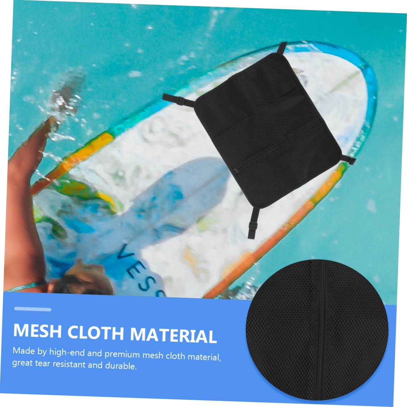 Kisangel Mesh Storage Bag for Paddleboard and Kayak Deck Pouch, Water Sports Mesh Sundries Pouch with Netting, Lightweight Paddle Board Deck Accessories for Outdoor Surfing and Sup