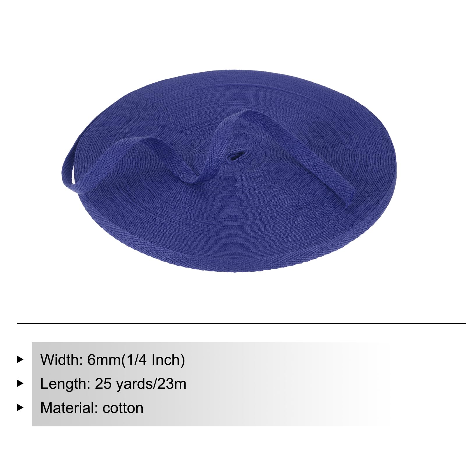 PATIKIL Cotton Twill Tape 6mm 23m Cotton Ribbon Bias Binding Tape Herringbone Webbing Trim for Sewing Gift Wrapping Deep Blue - Image 2