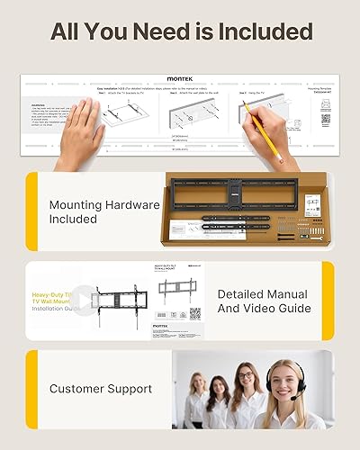 Miniatura 10 de monTEK Soporte de pared de TV inclinable resistente para televisores de 43 a 95 pulgadas, capacidad de 200 libras, soporte de pared delgado de