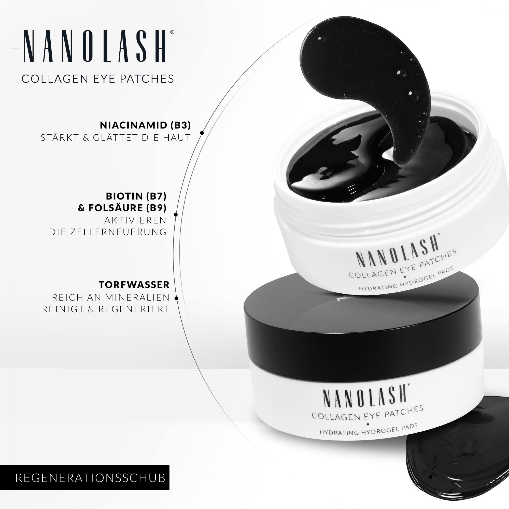 Kollagen Augenpads Nanolash 30 paar - Maske für Augenringe, Hydrogel-Augenpflaster, gel Augenmasken