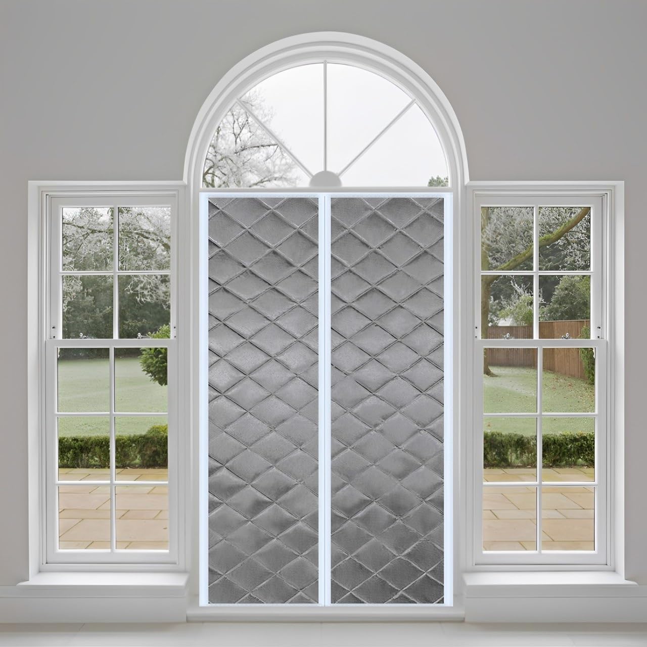 Ttmled Grey Magnetic Thermal Insulated Curtains, 95X200cm Soundproof Door Curtains, Foldable Windproof Cold-Resistant Waterproof,
