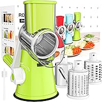Vista 12 de Cambom Kitchen - Rallador de queso giratorio para queso, manual de cocina con mango, cortador de verduras, nueces, 3 cuchillas de tambor
