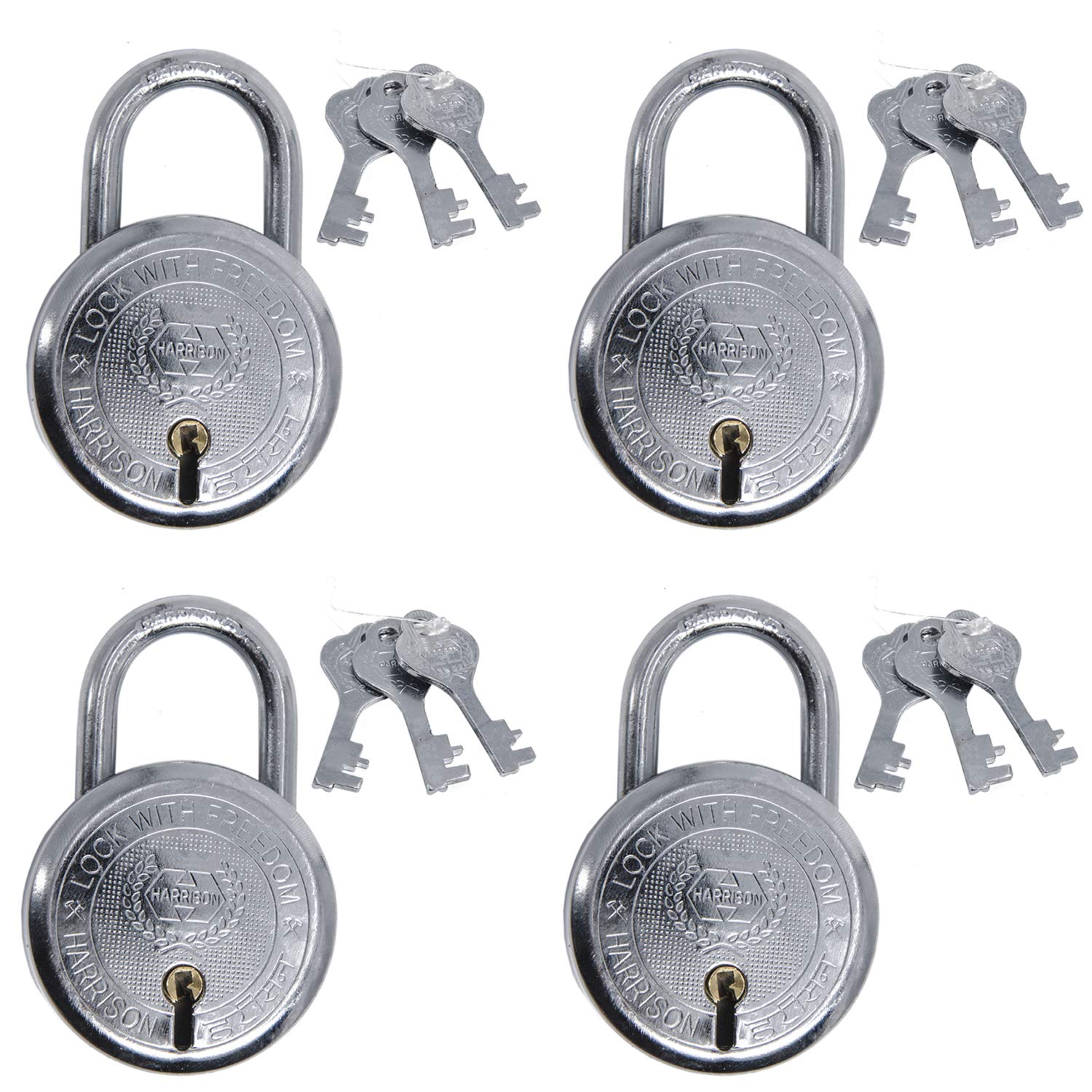 Harrison T-26/BCP-0272_PK 10 Steel 5 Levers Padlock with 3 Keys Each| Silver Finish| Round| Iron Padlock | Used for Travelling, Iron Grills| Pack of 10 — Amazon image 11