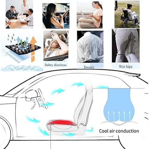 Miniatura 5 de Enfriador de asiento de automóvil con puerto USB ventilado con función de arranque y parada automática, cojín de asiento de automóvil para todos los