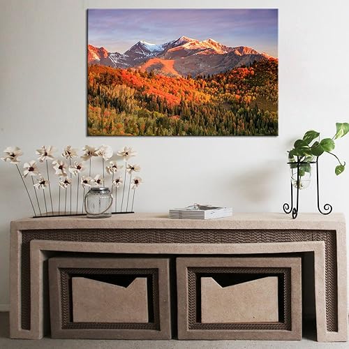 Miniatura 2 de LevvArts - Arte de pared de paisaje otoñal amanecer en las montañas Wasatch, Utah, Estados Unidos, lienzo impreso en lienzo de otoño pintura de