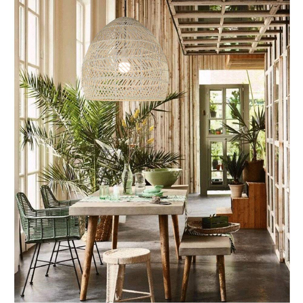 Lámpara Colgante De Techo De Mimbre Lámpara Colgante De Luz Tejida con Forma De Cúpula Candelabro De Cesta De Mimbre con Pantalla De Nido De Pájaro para Sala De Estar, Comedor, Restaurante