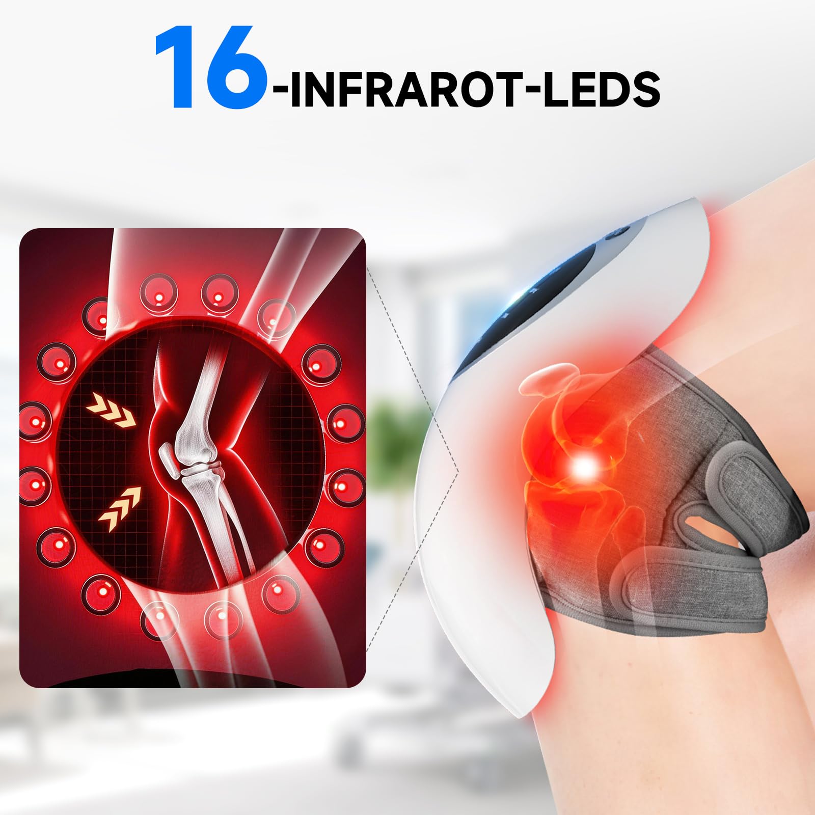 Cozion Kneerelief Schnurloses Knie Massagegerät In-frarot & Laser | Tiefen-Infrarotwärme mit Laser & Vibration. Angenehme Wärme für verspannte Muskeln, Gelenke und Bänder