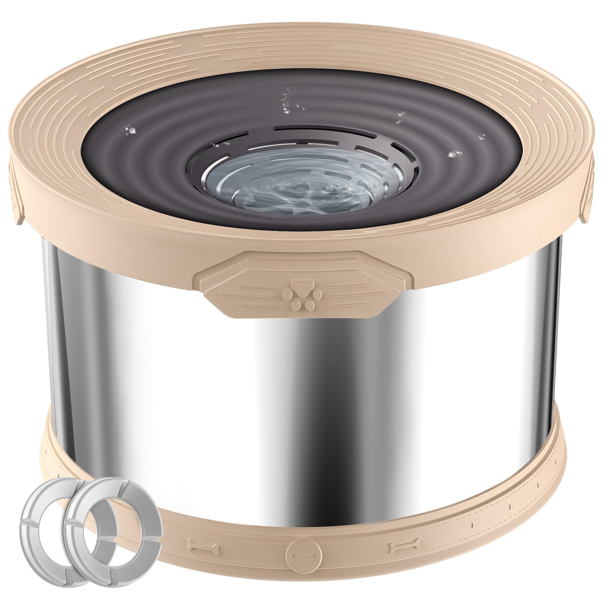 Photo 1 of UPSKY Dog Water Bowl No Spill 10L Stainless Steel, 2.6 Gallon Large Capacity Spill-Proof Dog Bowls, Non-Slip Slow Drinking Anti-Splash Bowl for Large Messy Drinkers, No Mess Indoor/Outdoor Use, Beige