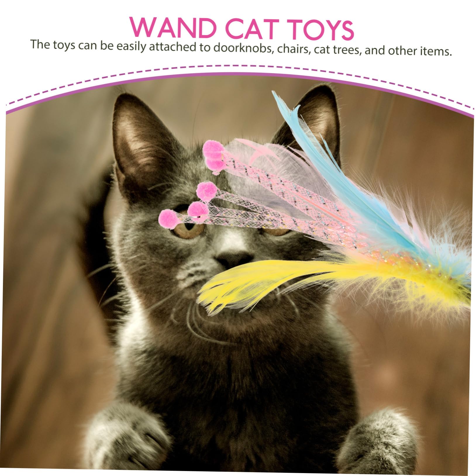 INOOMP 40pièces Jouets à Plume pour Chats Recharges pour Interactions Ludiques Intérieur Et Extérieur Améliorez De Votre Chat avec Sécurité