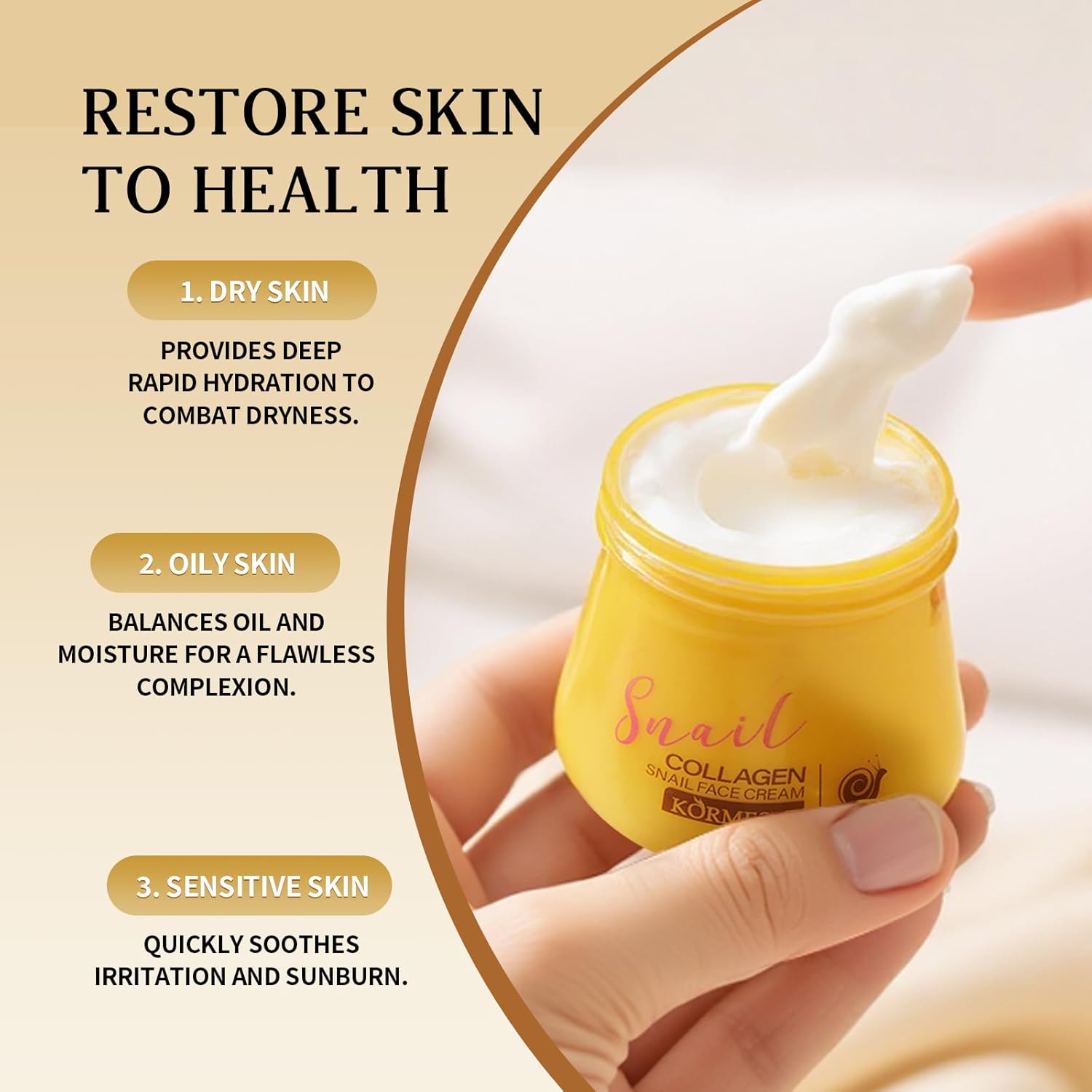 HONGYUNDA 2pcs Snail Collagen Face Cream,Snail Hydrating Anti-Wrinkle and Rejuvenating Cream,Brightening Moisturizing Repair Firming Collagen Cream for Women - Image 4