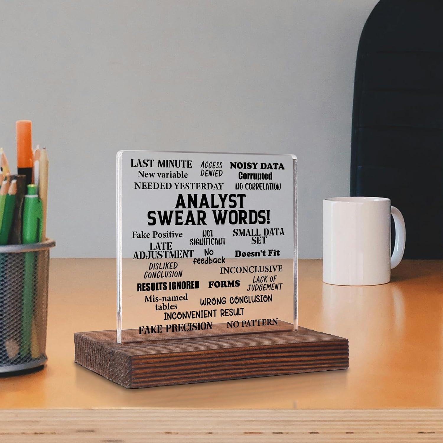 Funny Analyst Desk Sign for Data Analysts, Swear Words Acrylic Plaque for Office Decor, Humor Gift for Statistician, Leaving, Retirement, New Job Appreciation Gift Idea for Analyst SKT251 image 4