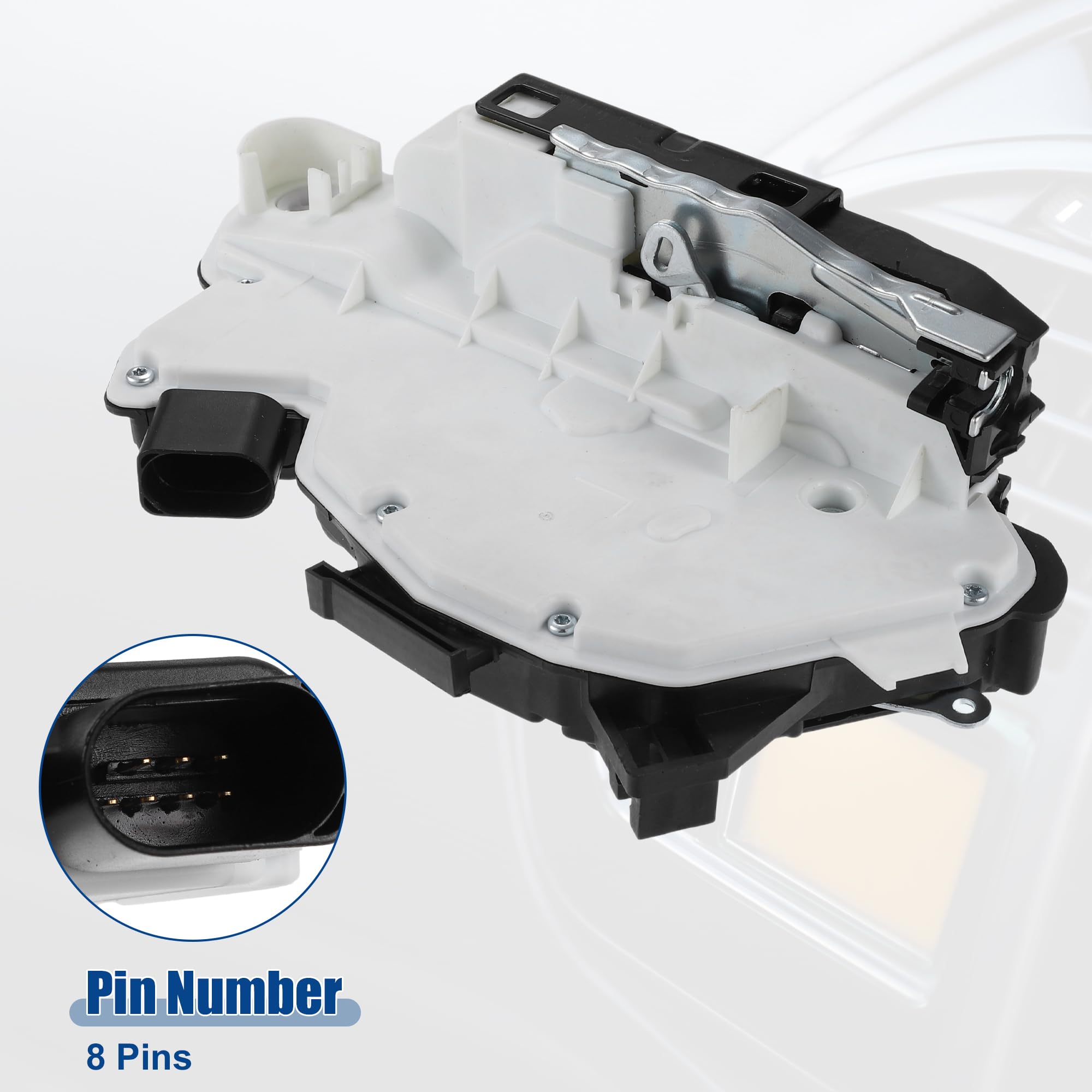 A ABSOPRO Serrure Porte Actionneur Avant Gauche pour VW Tiguan 12-15 1pc | Pour Volkswagen CC 2009-2015, Pour Volkswagen Passat CC 2009-2012, Blanc, Noir, Plastique, Métal, 21.5x11.6x7.6cm, 7 Broches