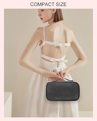 Miniatura 5 de Relavel Bolsa de maquillaje pequeña para mujer y niña, bolsa de maquillaje y brochas portátil de 2capas, organizador de brochas de regalo de Navidad