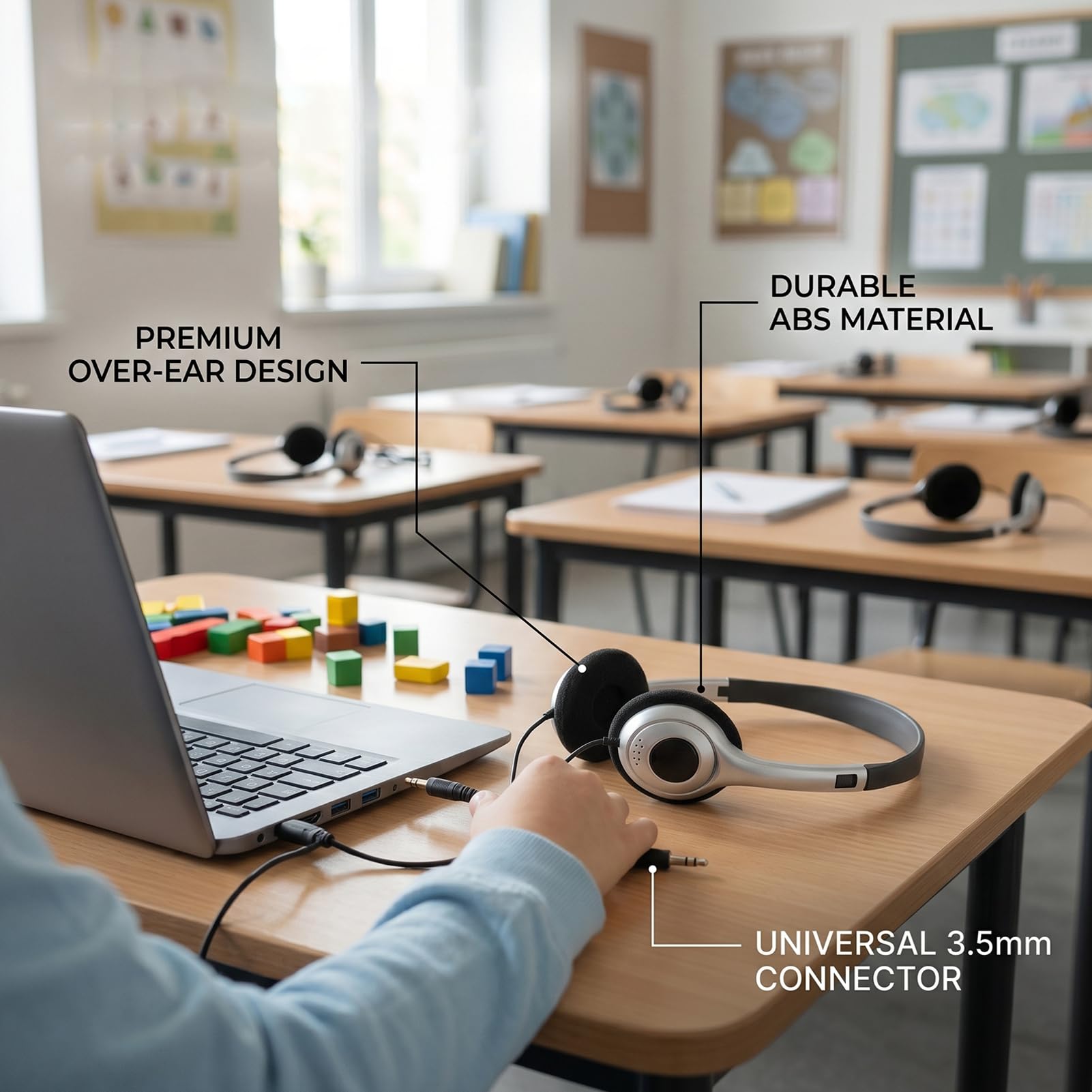 GOWENIC Confezione da 10 Cuffie Cablate per Bambini | Sopra l'orecchio con Archetto Regolabile con Jack da 3,5 Mm per Viaggi di Apprendimento Online della Biblioteca Scolastica in Classe