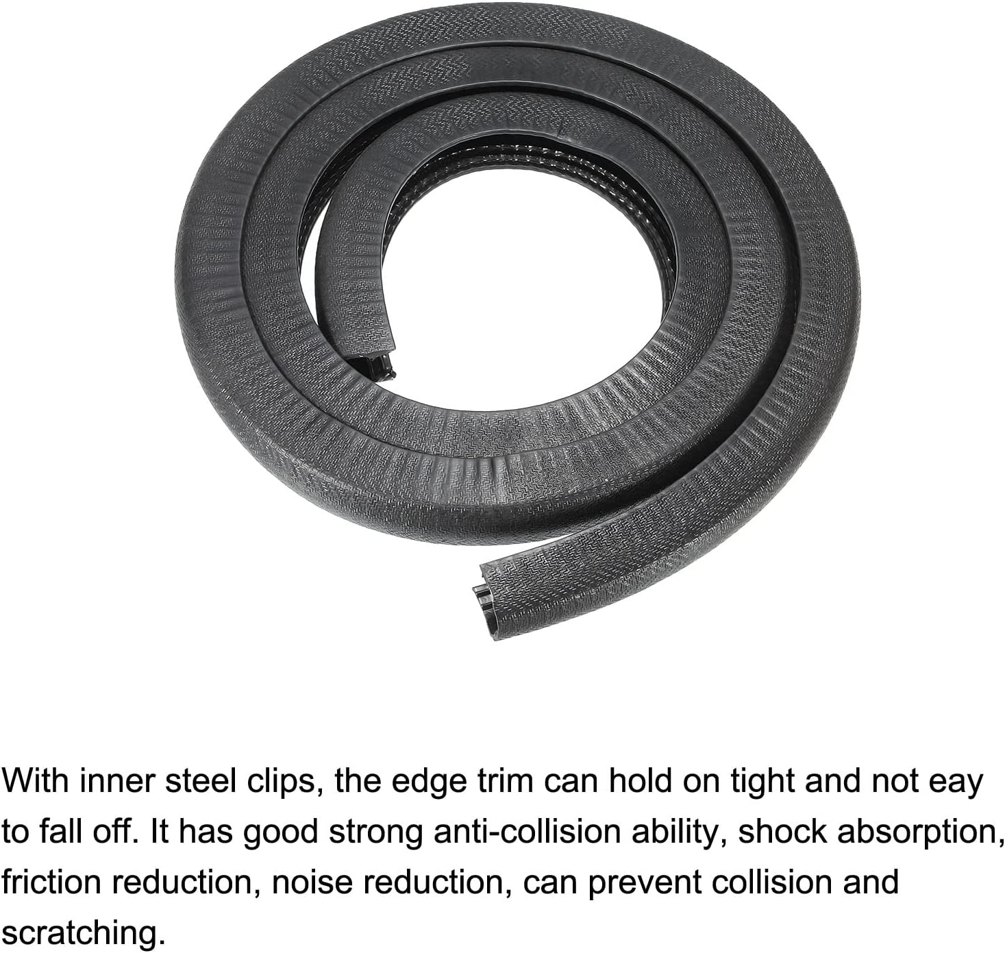 uxcell Edge Trim Black U Shape Edge Protector Rubber with Steel Clips Fits 25/64"-29/32" Edge 6.56Ft/2Meter Length Door Edge Guards