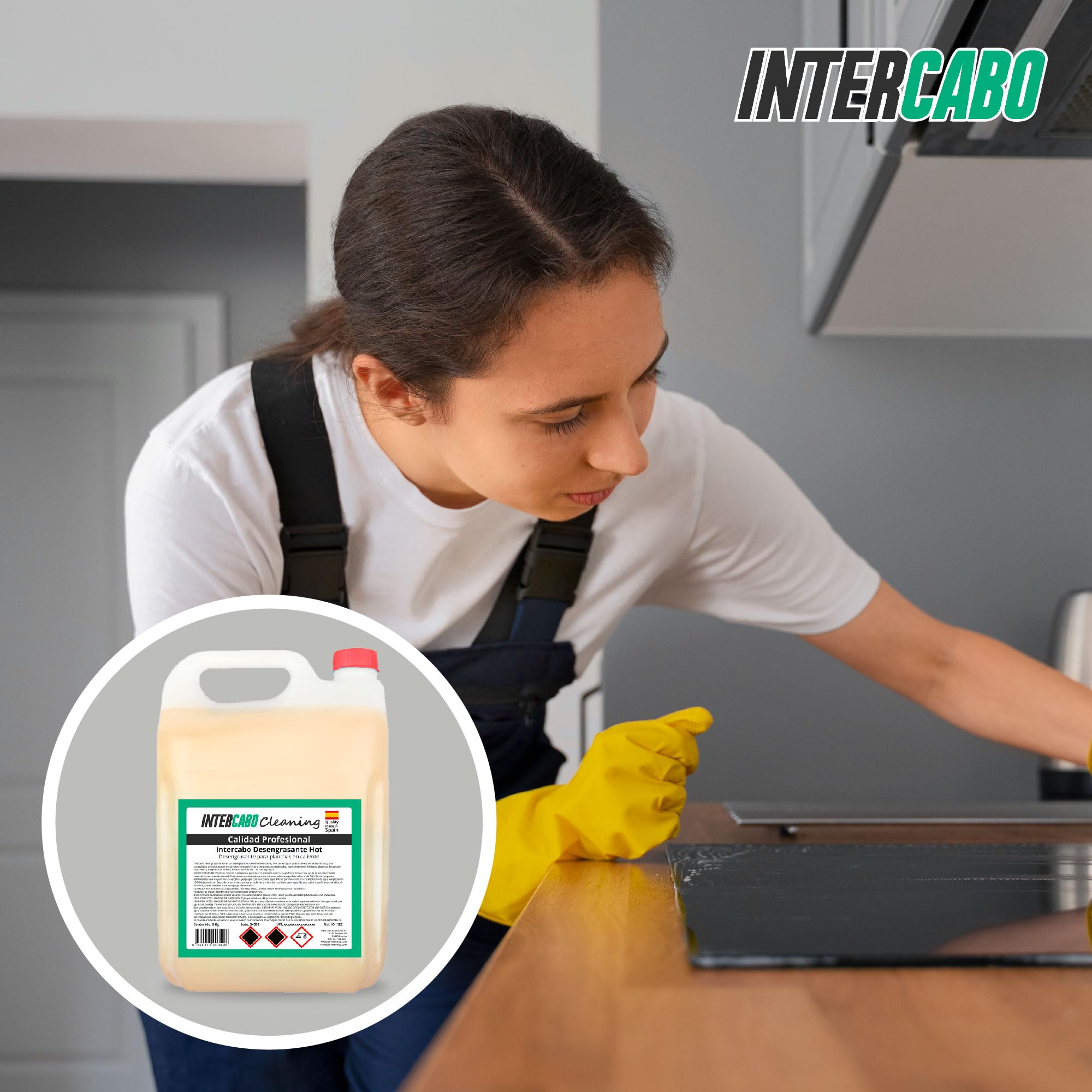 Pack 4 garrafas desengrasante profesional 6 kg - total 24 kg - quitagrasas concentrado para planchas y hornos calientes - limpieza intensiva en cocinas industriales y hoteles - Intercabo
