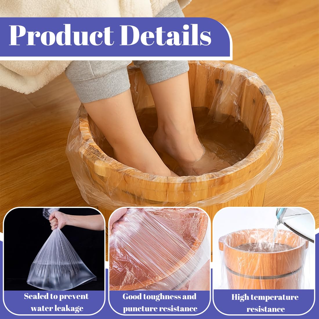 Sacchetti Monouso per Pediluvio 80 Pezzi 65x55cm, Buste Igieniche per Pedicure SPA Podologia, Sacchetti Plastica Resistenti per Vaschetta Pediluvio Trattamenti Piedi