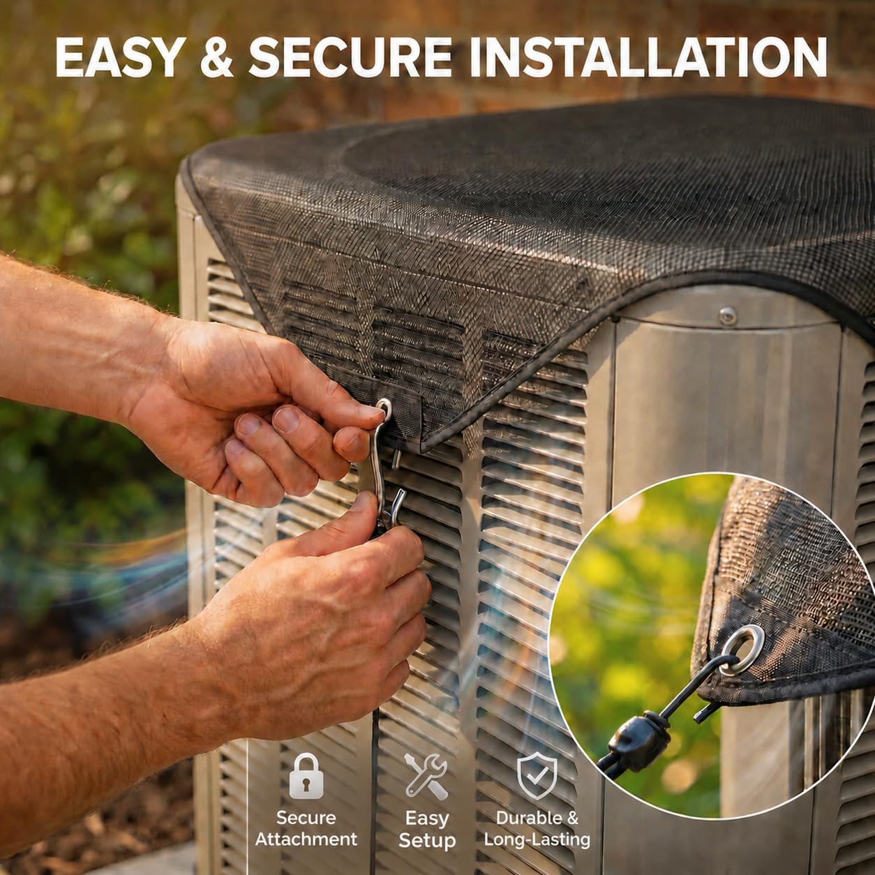 Air Conditioner Cover for Outside Units, 36'' x 36'' AC Condenser Cover | Universal Guard for Outdoor Central AC Unit, Breathable Mesh Top Cover for Leaves and Debris