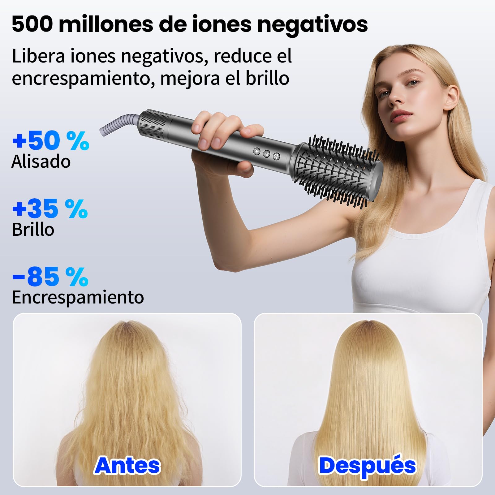 MANKIW 5 en 1 Air Styler Multifuncción, Cepillo Secador de Pelo Iónico de Alta Velocidad, con Auto-Rizadores 35/50mm, Cepillo Alisador, Voluminizador, 3 Temperaturas