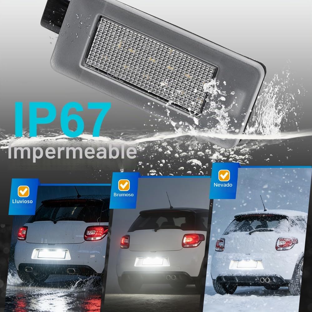 2 piezas LED luz de placa de matricula para Peugeot 207CC 208 308 II 308CC 508 2008 3008 5008 para Citroen C3 C5 III C4 Cactus Picasso II Grand Picasso II