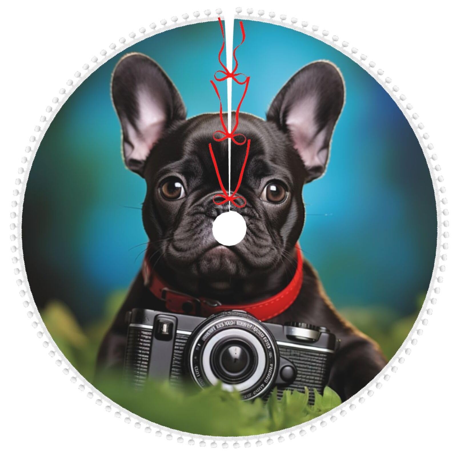 Jupe de sapin de Noël Bouledogue français 121 cm tapis de sapin rustique
