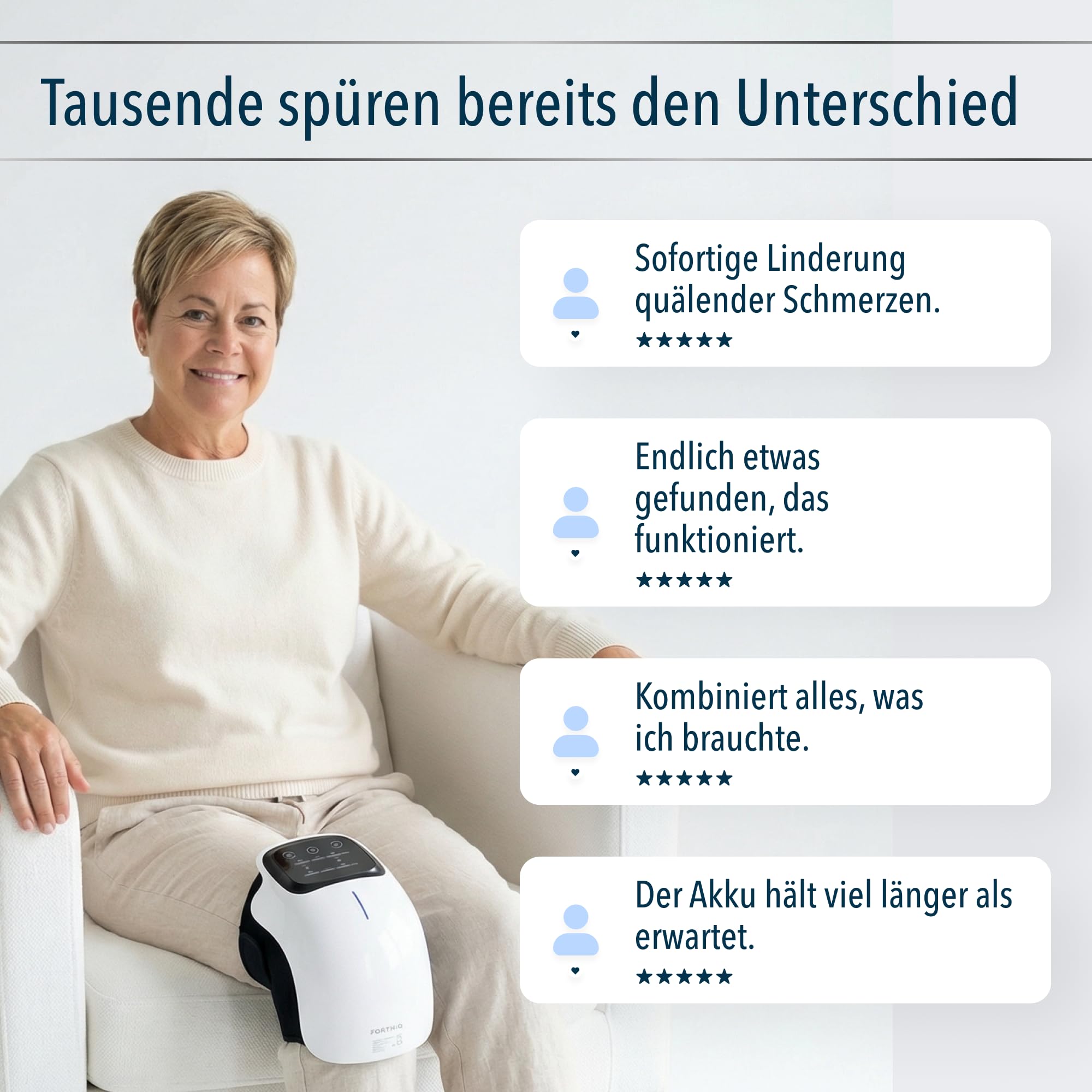 FORTHiQ Knie Massagegerät mit Infrarot für Knieschmerzen, Arthrose, Gelenkschmerzen und Massage, Mit Vibration und Tiefen-Wärme