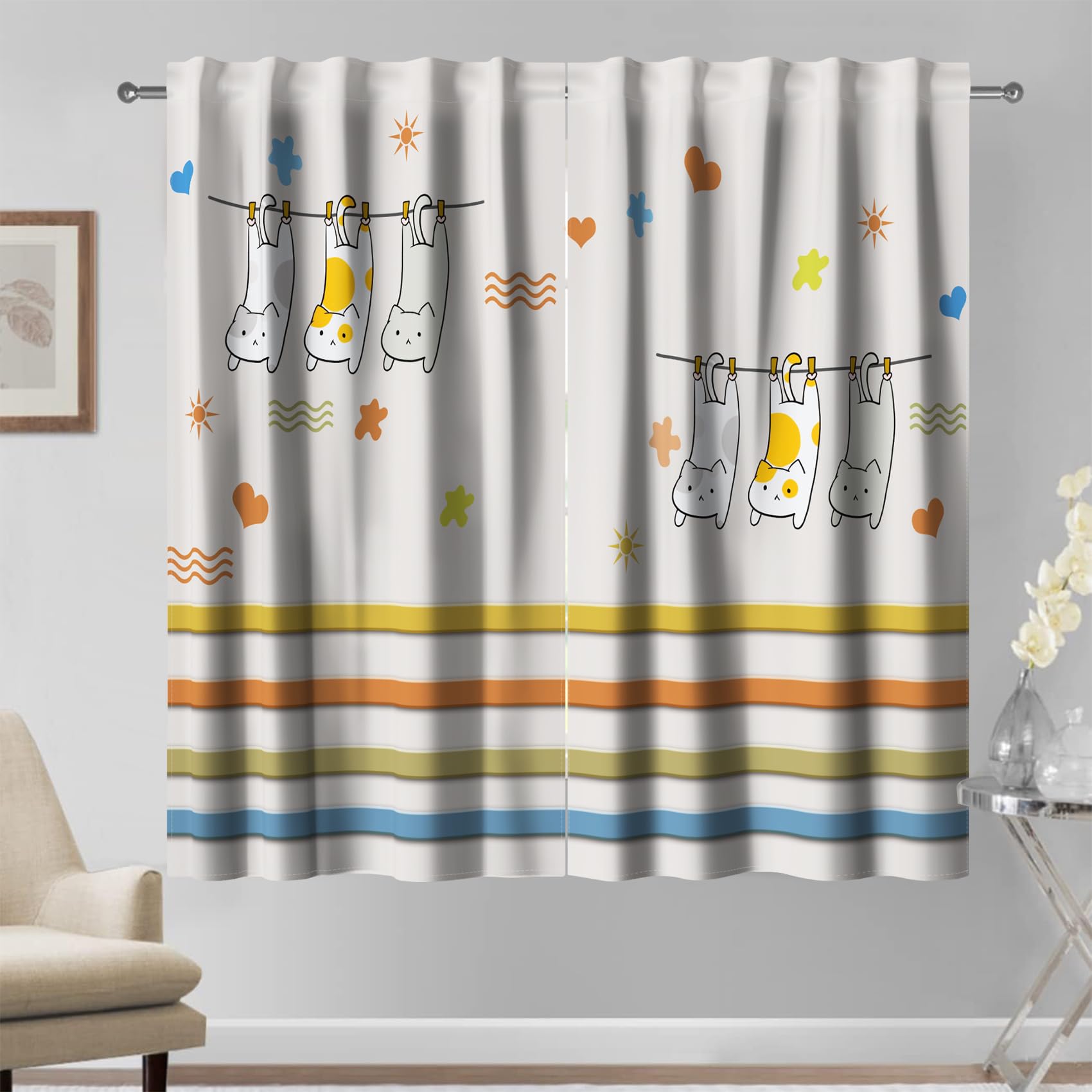 Kzzfqxb 107x215cm Cartoon Curtains 2 Panels - Image 3