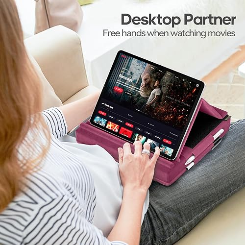 Miniatura 2 de KDD Soporte de almohada para tableta, soporte de iPad de visión multiángulo para regazo, cama y escritorio, base plegable con soporte para lápiz