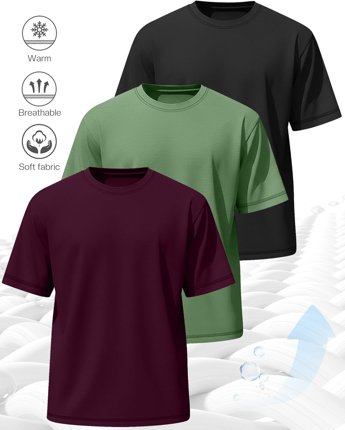 Neer 3 Pack Big and Tall Shirts for Men L-7xl, Short Sleeve Men Crewneck Tops Loose Casual Large T-Shirts Summer Basic Tee - Image 3