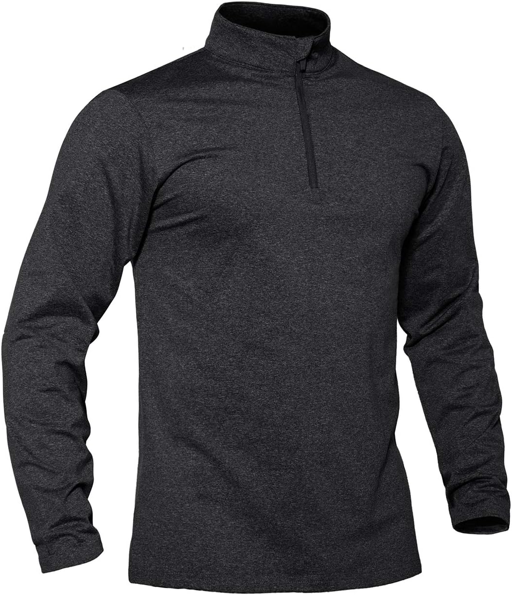 Men's Quarter Zip Pullover Long Sleeve Golf Sweatshirts 1/4 Zip Sweaters Winter Fleece Lined Thermal Shirt