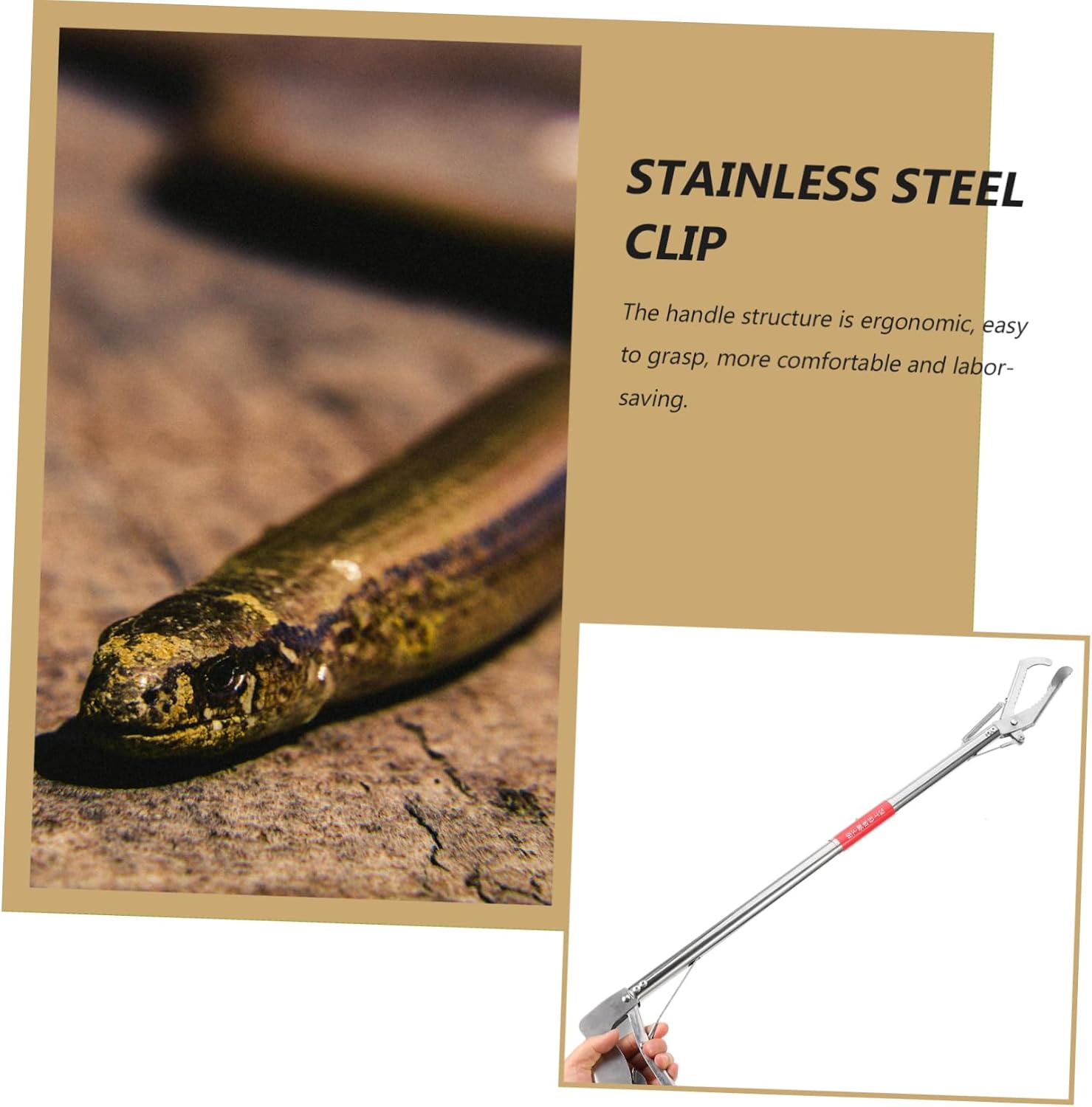 COLLBATH Snake Eel Grabber Stainless Steel Crab Fishing Tool Loach Tong Household Crab Clips