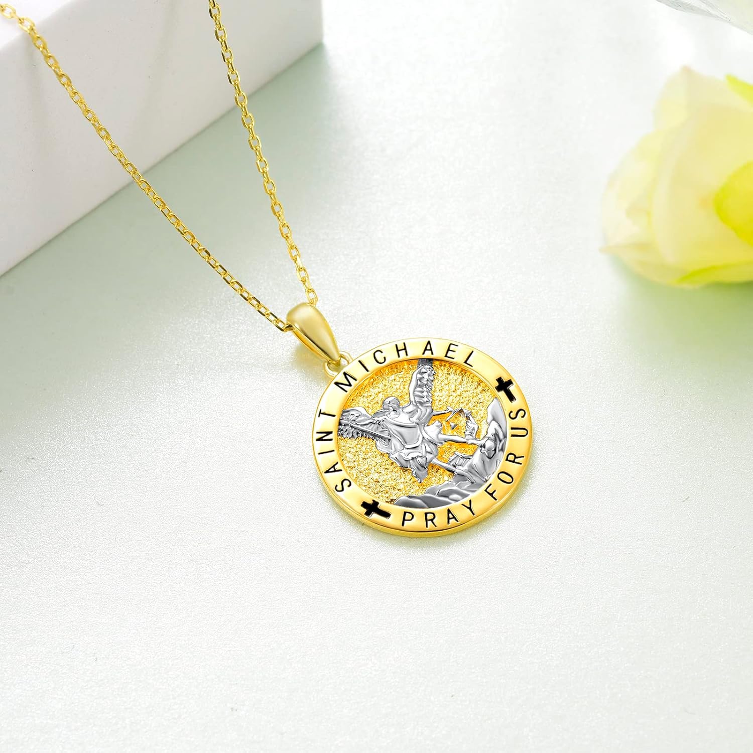 TYSO Saint Michael Medal/Guardian Angel Necklace 925 Sterling Silver for Women Men - Image 3