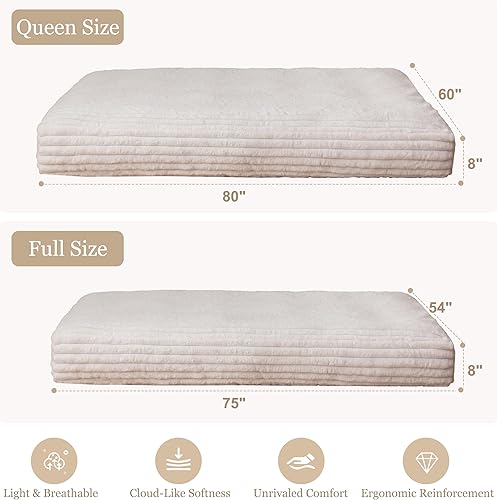 Miniatura 2 de YOSHOOT Colchón de futón de 8 pulgadas, sofá cama de futón grueso, colchón de piso para adultos, relleno de espuma triturada (marco no incluido),