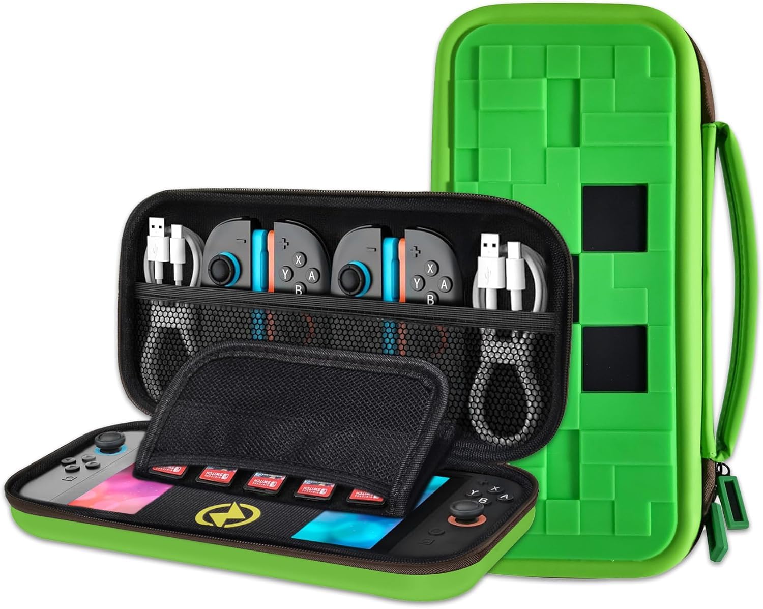 PSS Carrying Case Compatible with Nintendo Switch 2(2025), Cute Portable Travel Bag with 5 Game Card Slots Inner Storage Bag for Nintendo Switch 2 Console Joy-Con & Accessories, Green