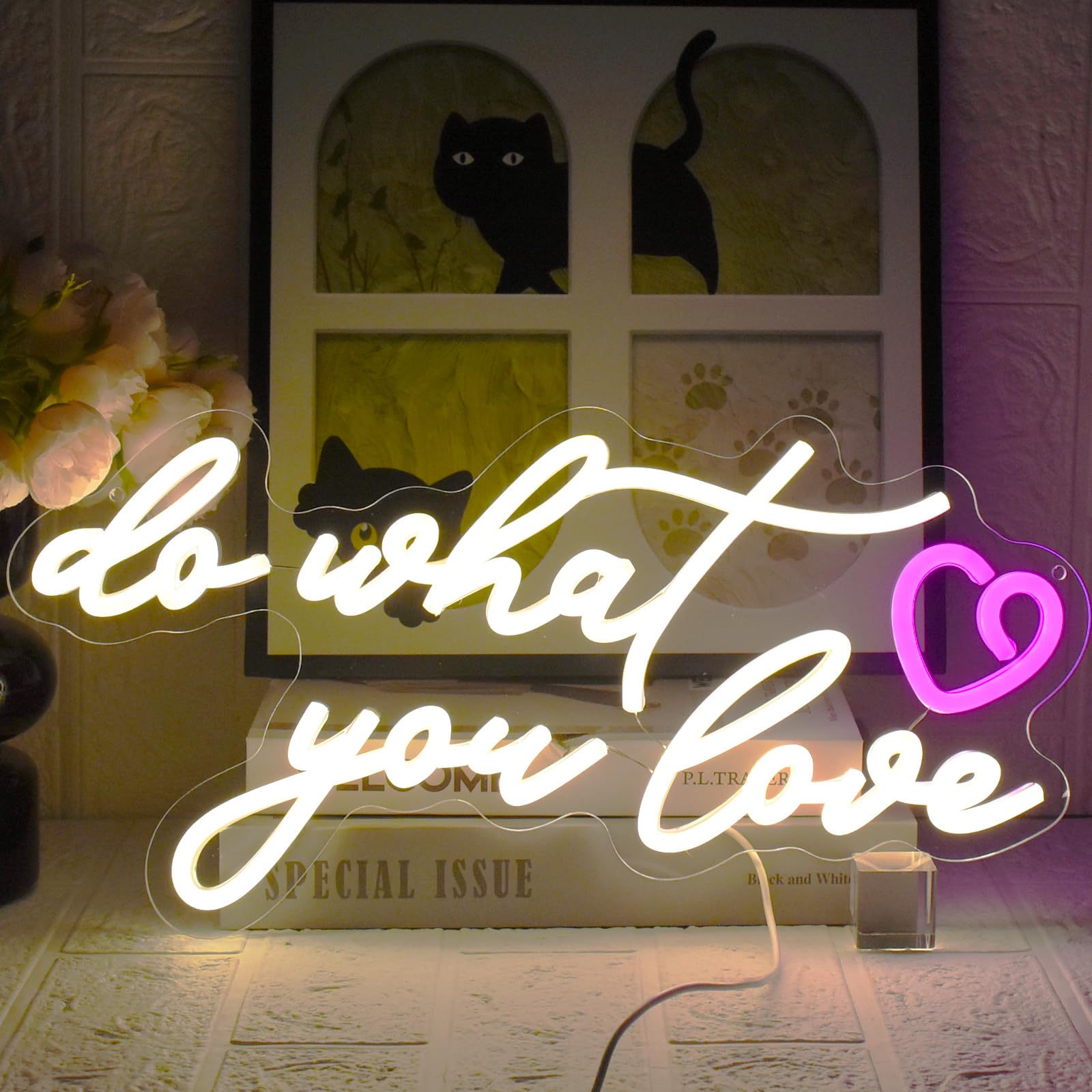 UExnkj-Y Do What You Love Neon Sign Warm White LED Neon Wall Sign for Bedroom Wedding Birthday Party Valentine's Day Decoration