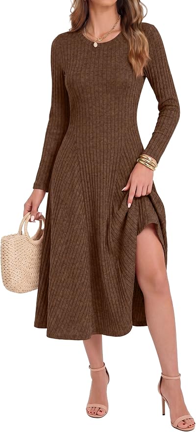 Women's long-sleeve knit midi dress