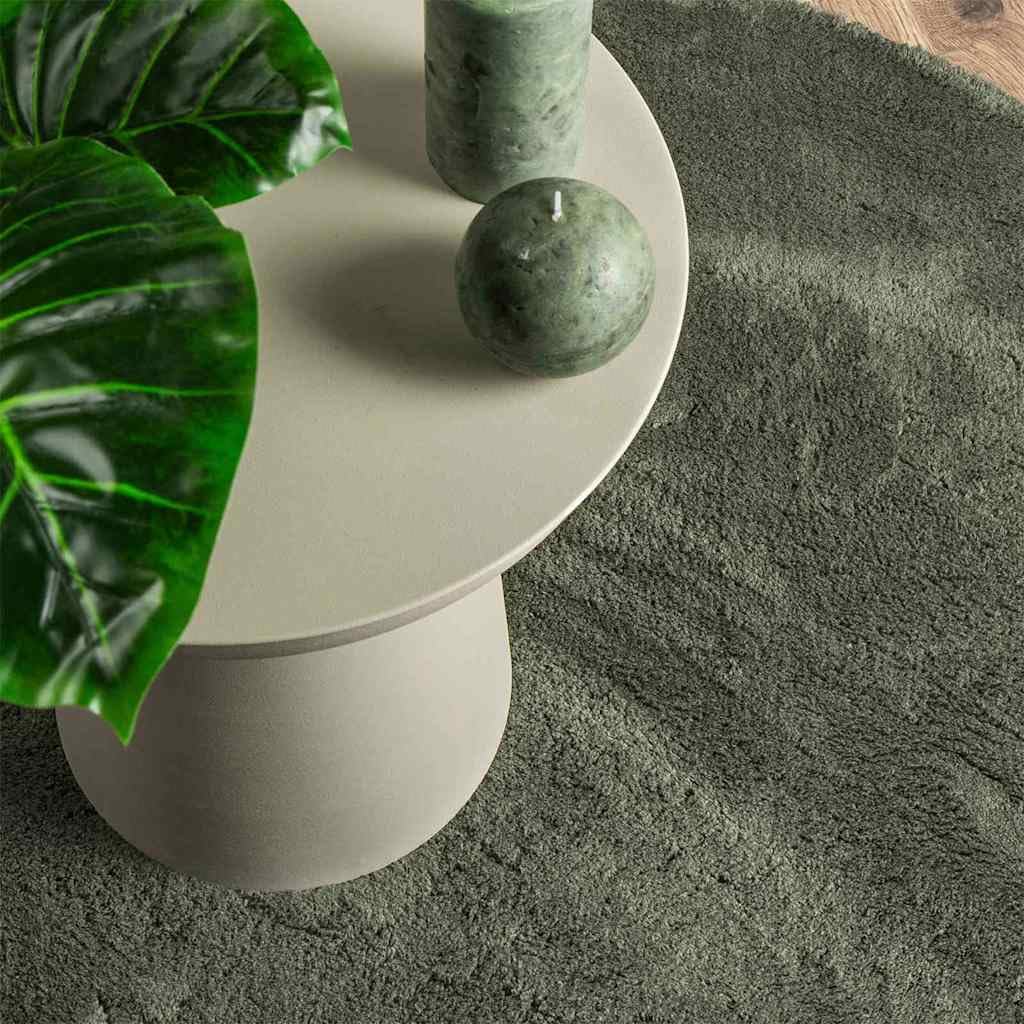 HUARTE Tapis ovale vert forêt 140 x 200 cm – Tapis de salon moderne en polyester – Tapis de couloir antidérapant pliable et lavable – Tapis à poils courts doux pour l'intérieur