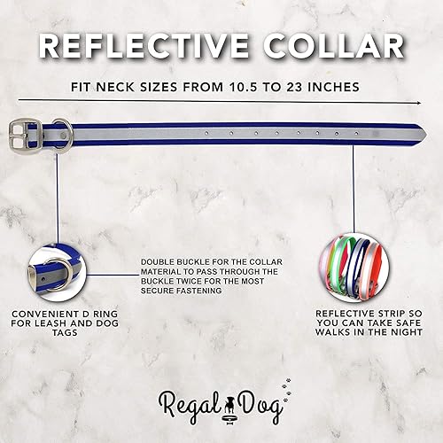 Miniatura 8 de Regal Dog Products Reflective Dog Collar with Custom Engraved Name Plate  Waterproof Biothane Personalized Dog Collars with D Ring & Double Buckle -