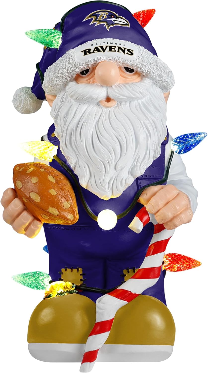 NFL Team Logo Light Up Holiday Garden Gnome