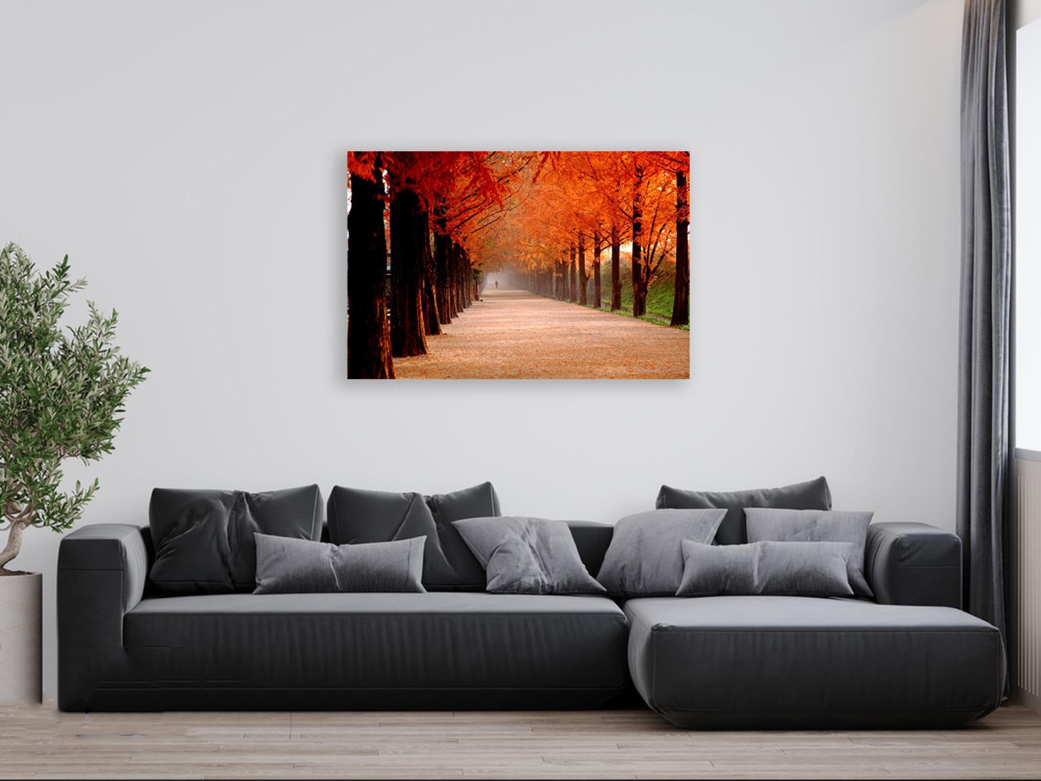 Quadri di decorazione da parete della foresta, stampe su tela di paesaggi autunnali, albero d'acero autunnale, immagini decorative per soggiorno, 60 x 90 cm (23,7 x 35,5), solo tela