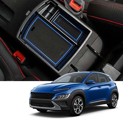 Miniatura 8 de Organizador de consola central Kona 2018-2021 2022 2023 para caja de reposabrazos Hyundai Kona, bandeja de reposabrazos de consola Kona 2022 2023