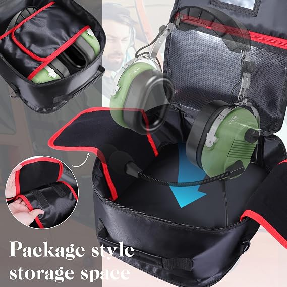 Pilot Headset Bag Aviation Headset Pilot Bag Durable Aviation Flight Carrying Case with Multiple Pockets for Aircraft Headset, Pilot Kneeboard and Other Accessories