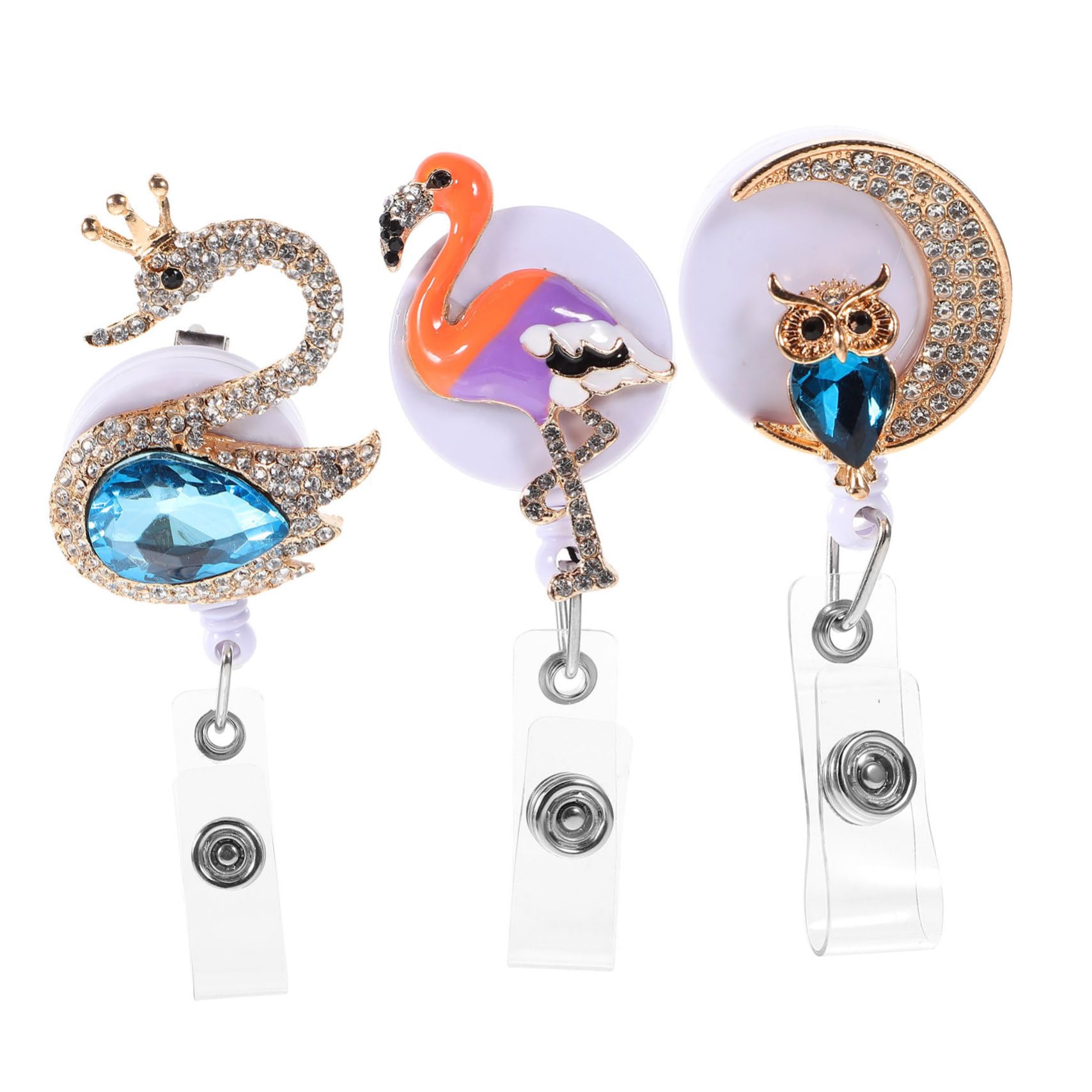 Operitacx 5 Ensembles Boucle Facile Pour Animaux Porte-carte Support De Carte D'identité Porte-badge Multifonction Clip Pour Badge Rotatif Agrafe De Badge Porte-badges Strass 3 Pièces * 5