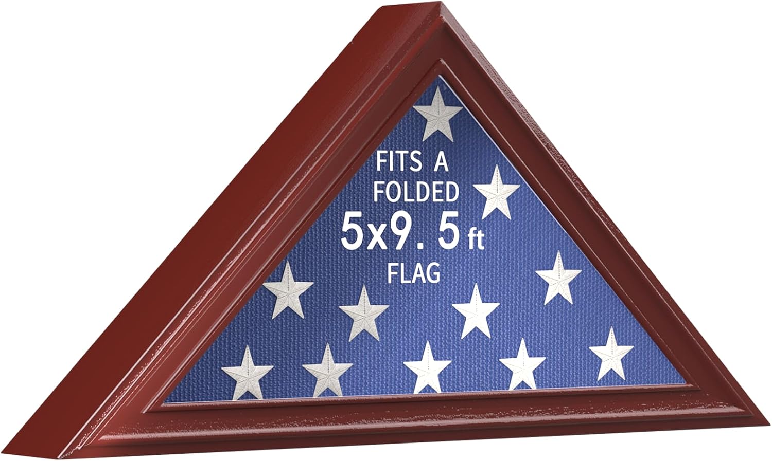 Large Flag Display Case for 5x9.5' Folded Veteran Burial Flag, Wooden Triangle Shadow Box with High Transparency Acrylic Cover, Memorial Flag Frame for Wall Mount or Tabletop, Mahogany,SH2503-RD