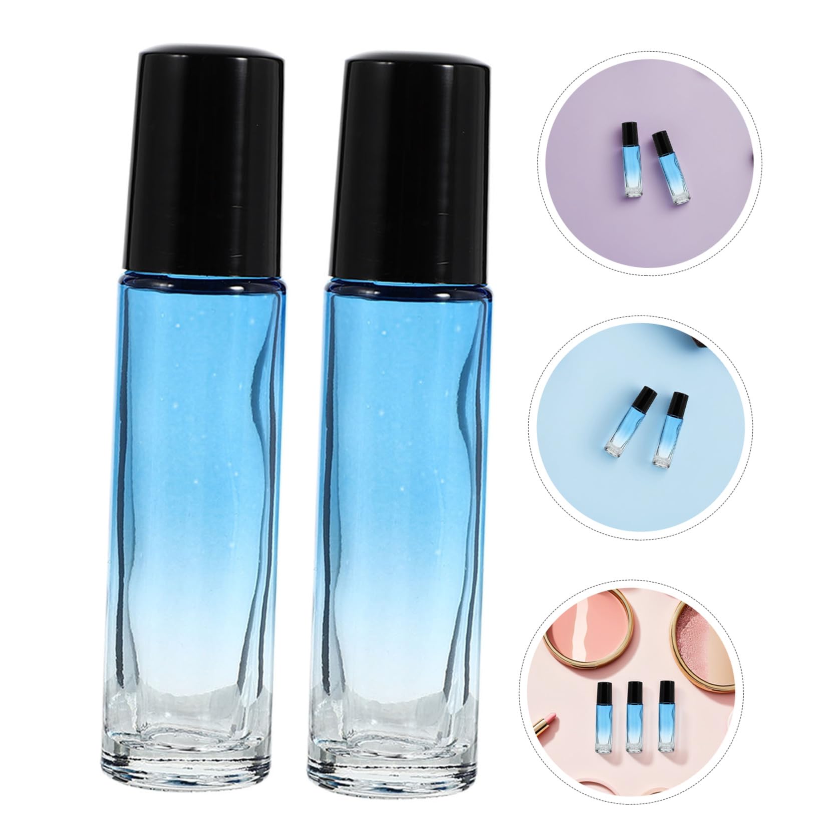 Mobestech 20 Pezzi Roll-on in Vetro Ricaricabili con Tappo Nero e Sfumatura Blu Bottiglie Vuote per Olio Essenziale Profumo e Massaggi Design Compatto e Resistente per Aromaterapia