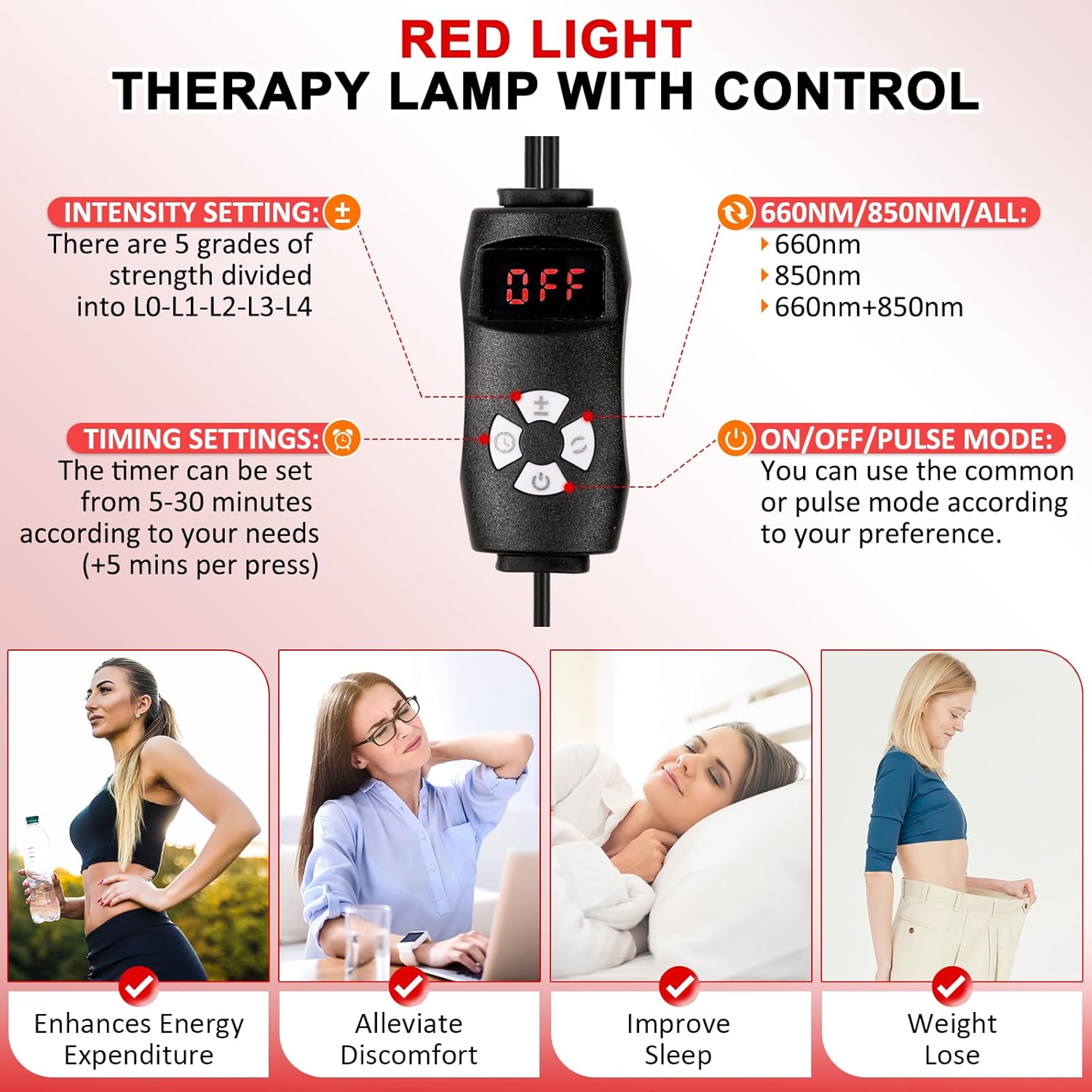 Red Light Therapy Lamp, Infrared Light Therapy Device with Stand, 660nm Red and 850nm Near Infrared Red Light Therapy for Body and Face Pain Relief Skin Care(Dual Lamps) - Image 4