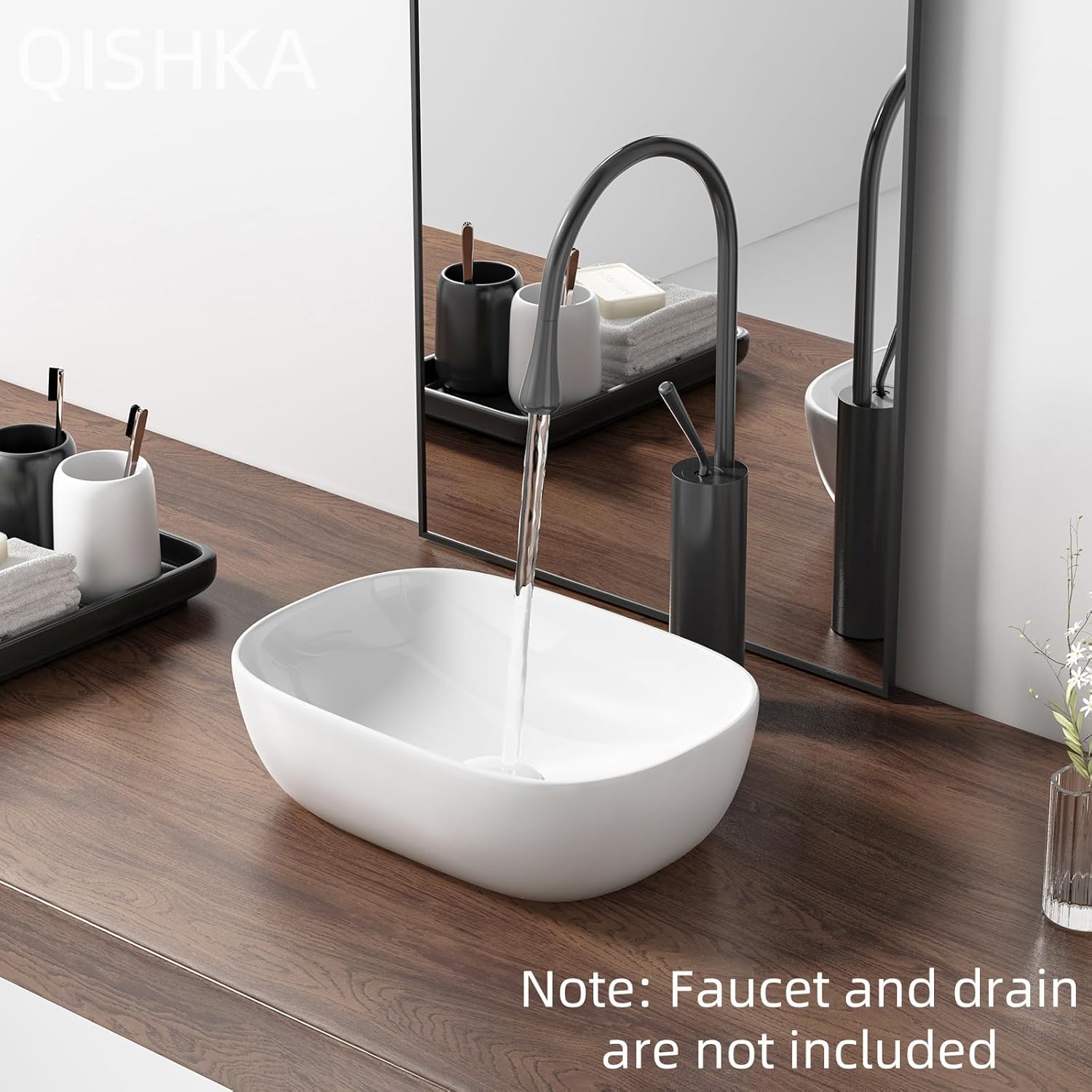 Oval Bathroom Vessel Sink Above Counter, QISHKA 16 | Ubuy