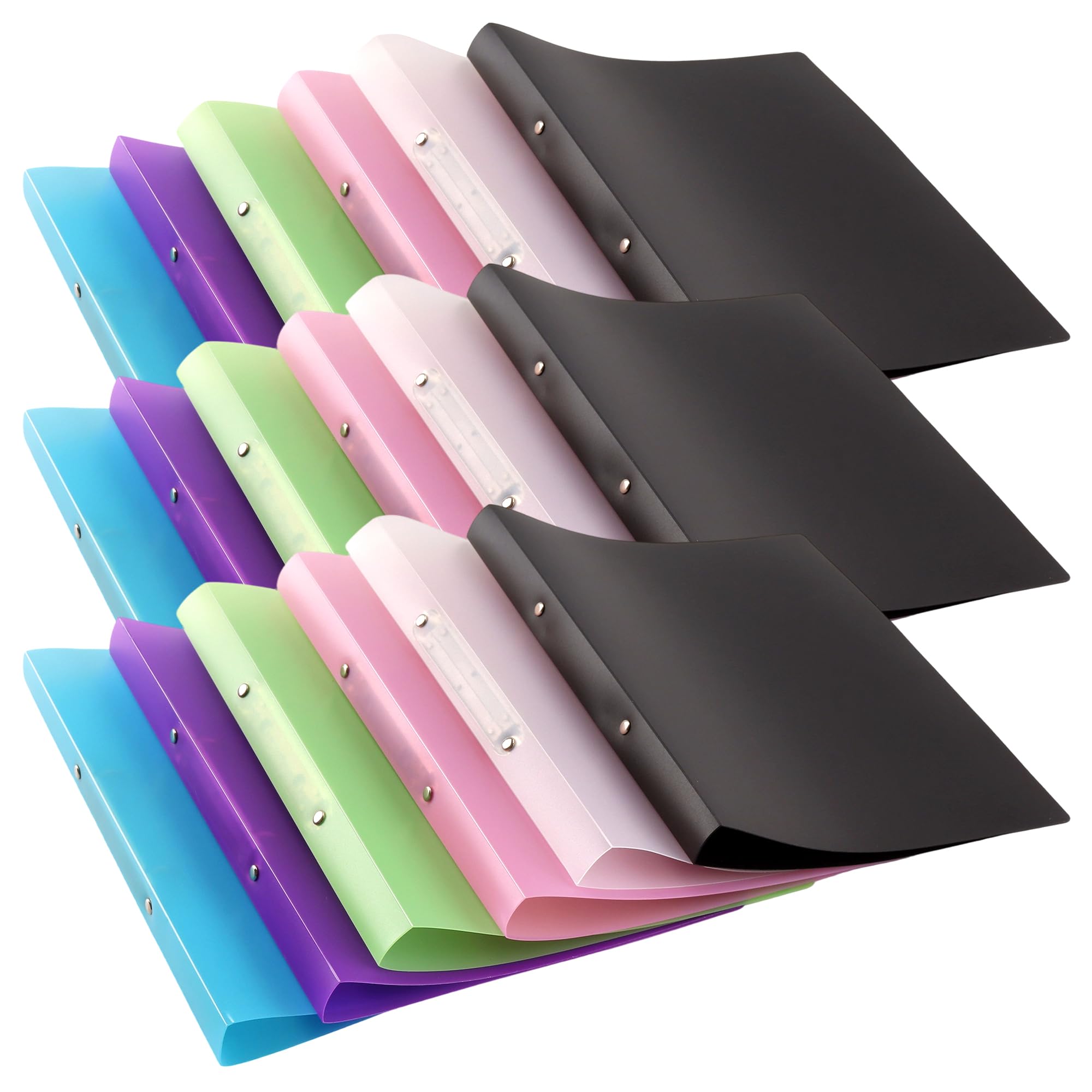 Lot de 18 classeurs à anneaux A4, 2 anneaux translucides en plastique flexible, pochettes multicolores de 23 mm pour organiser des certificats, des rapports, des papiers de maison, de travail